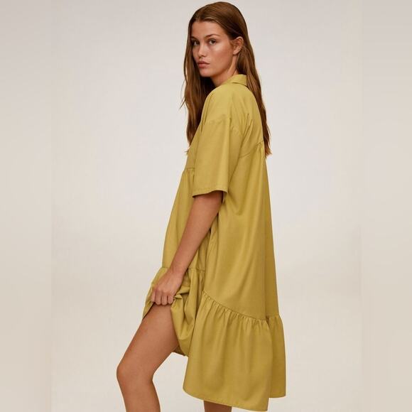 NWT Mango Ruffled Shirt Dress Size Medium Large - Picture 2 of 11